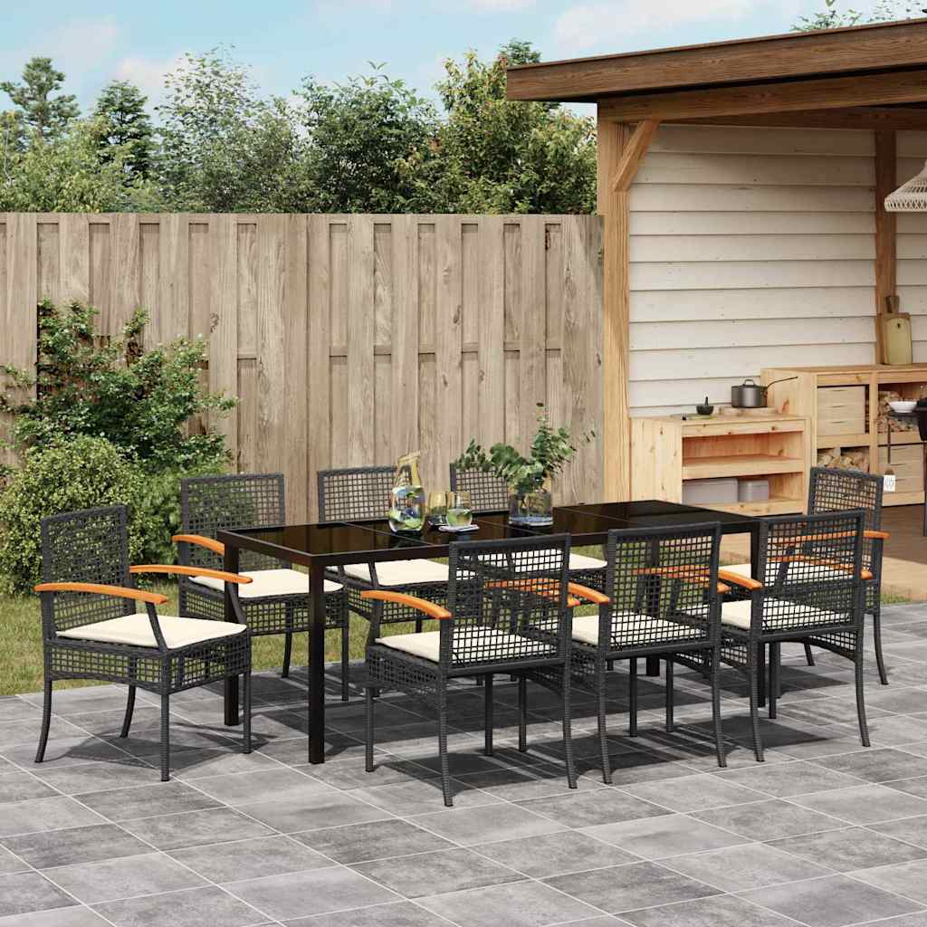 Tuin Eetset 9 pcs Zwart poly rattan is nu te koop bij PeponiXL, paradijselijk wonen!
