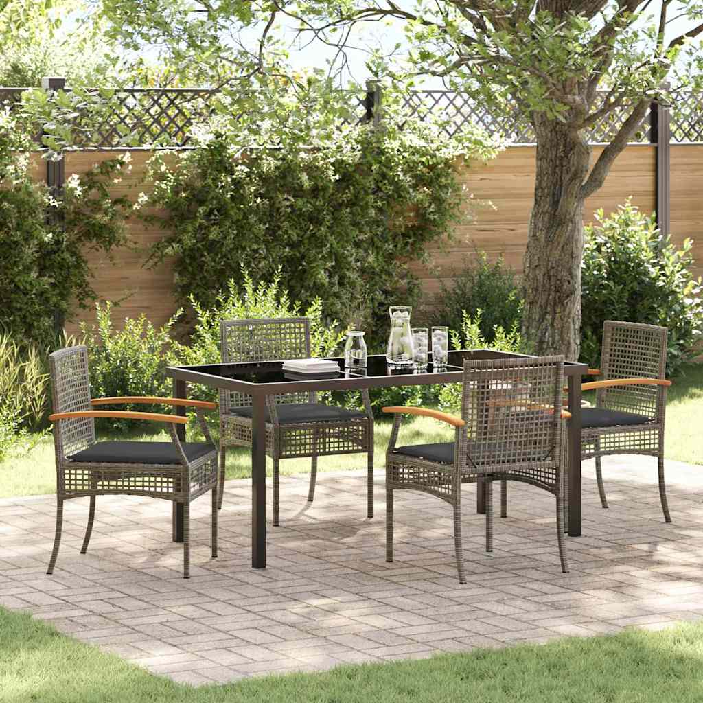 Tuin Eetset 5 pcs Grijs poly rattan is nu te koop bij PeponiXL, paradijselijk wonen!
