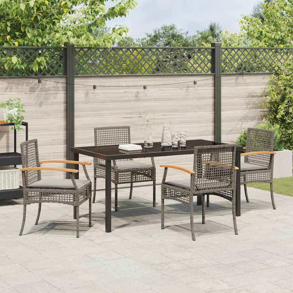 Tuin Eetset 5 pcs Grijs poly rattan is nu te koop bij PeponiXL, paradijselijk wonen!
