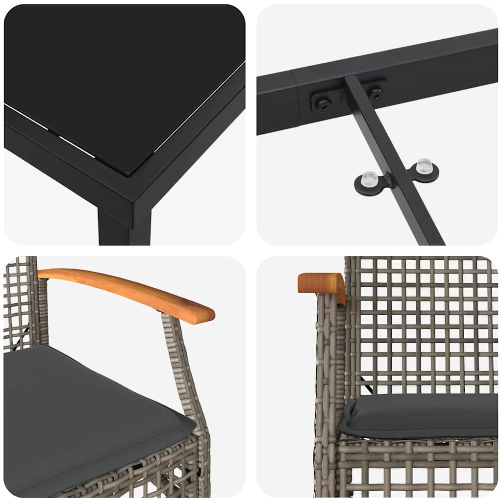 Tuin Eetset 9 pcs Grijs poly rattan is nu te koop bij PeponiXL, paradijselijk wonen!