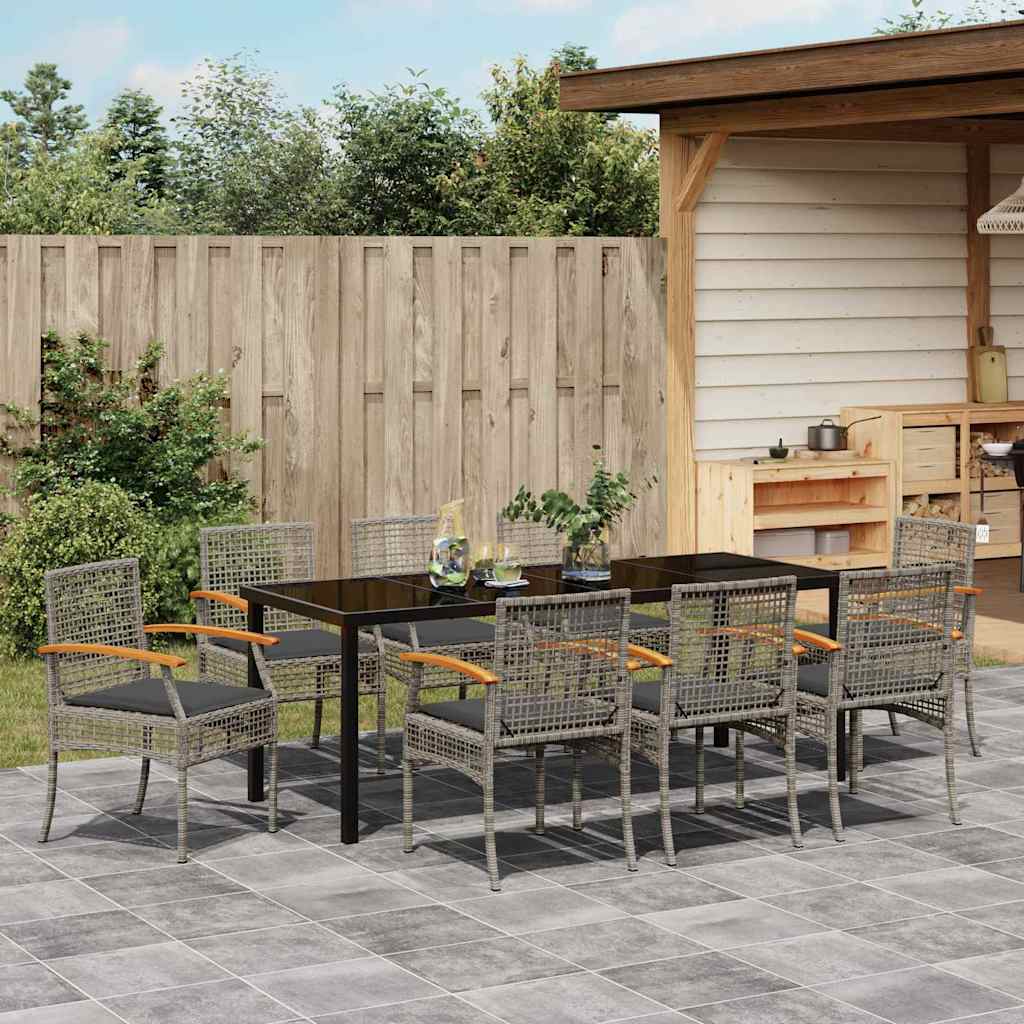 Tuin Eetset 9 pcs Grijs poly rattan is nu te koop bij PeponiXL, paradijselijk wonen!