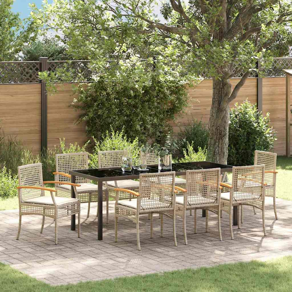 Tuin Eetset 9 pcs Beige poly rattan is nu te koop bij PeponiXL, paradijselijk wonen!