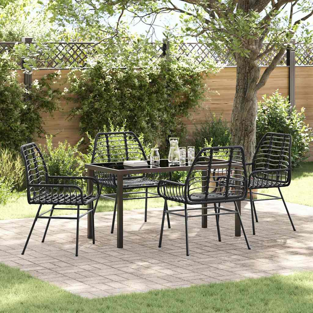 Tuin eettafelset 5 pcs Zwart poly rattan is nu te koop bij PeponiXL, paradijselijk wonen!