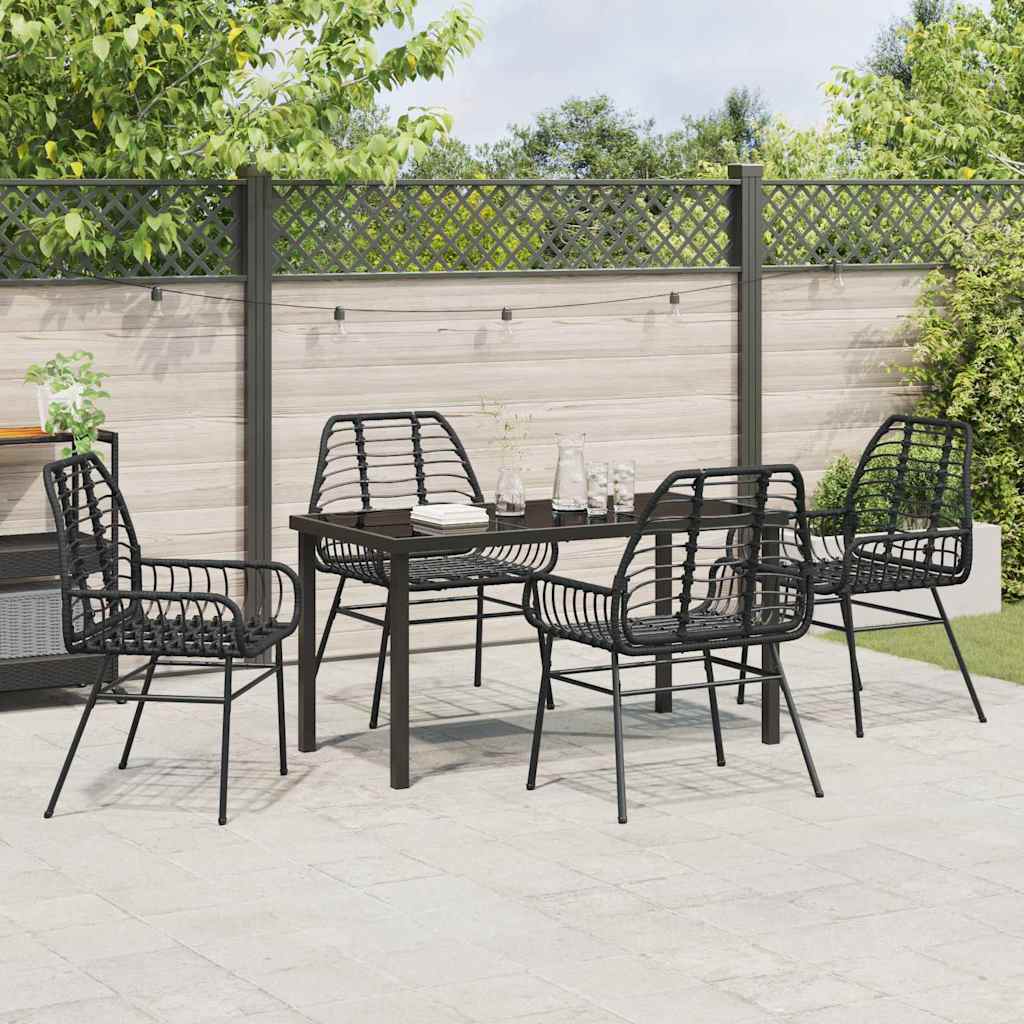Tuin eettafelset 5 pcs Zwart poly rattan is nu te koop bij PeponiXL, paradijselijk wonen!