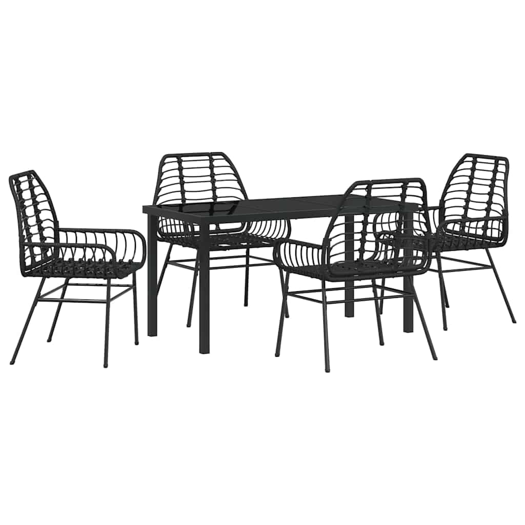 Tuin eettafelset 5 pcs Zwart poly rattan is nu te koop bij PeponiXL, paradijselijk wonen!