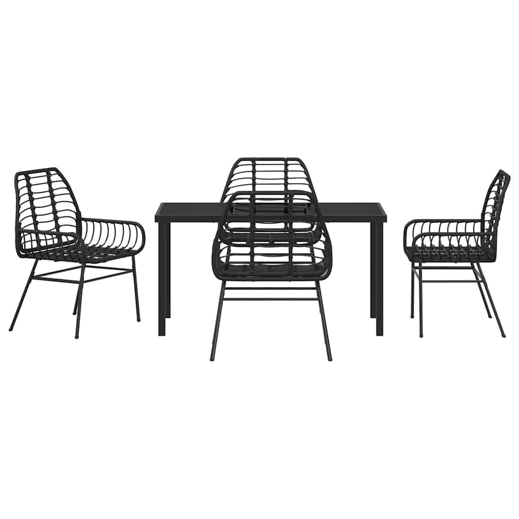 Tuin eettafelset 5 pcs Zwart poly rattan is nu te koop bij PeponiXL, paradijselijk wonen!