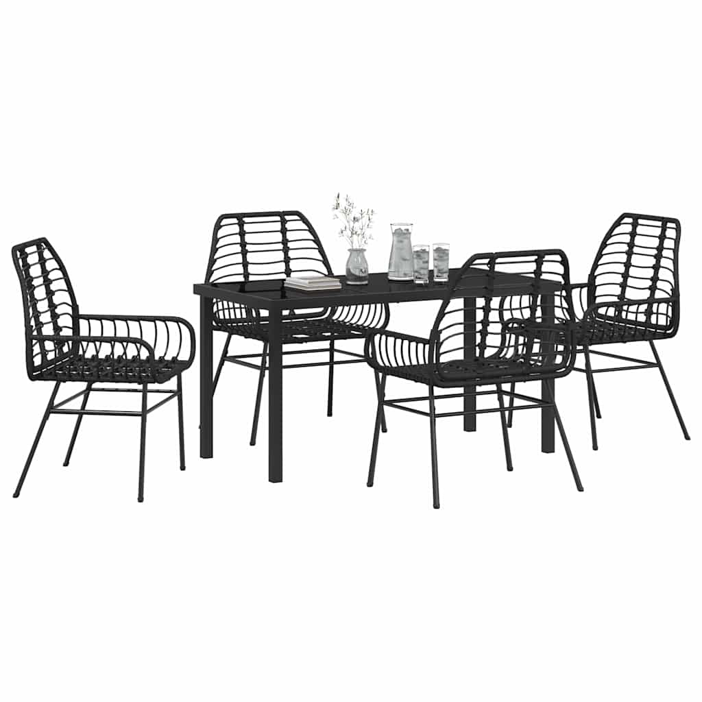 Tuin eettafelset 5 pcs Zwart poly rattan is nu te koop bij PeponiXL, paradijselijk wonen!