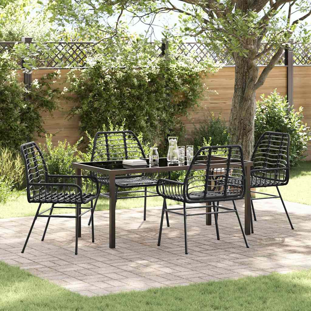 Tuin eettafelset 5 pcs Zwart poly rattan is nu te koop bij PeponiXL, paradijselijk wonen!