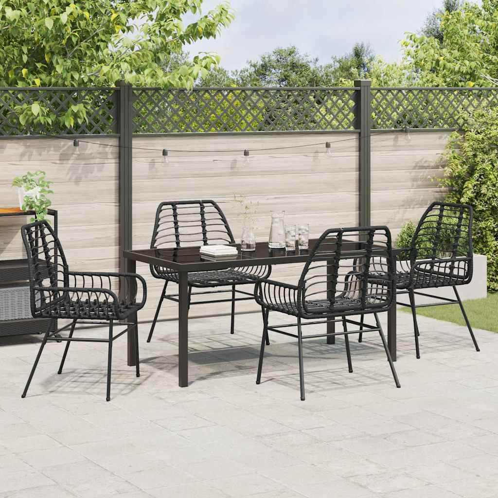 Tuin eettafelset 5 pcs Zwart poly rattan is nu te koop bij PeponiXL, paradijselijk wonen!