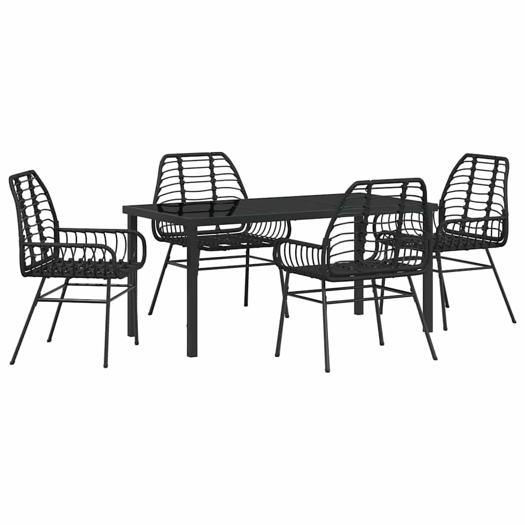 Tuin eettafelset 5 pcs Zwart poly rattan is nu te koop bij PeponiXL, paradijselijk wonen!