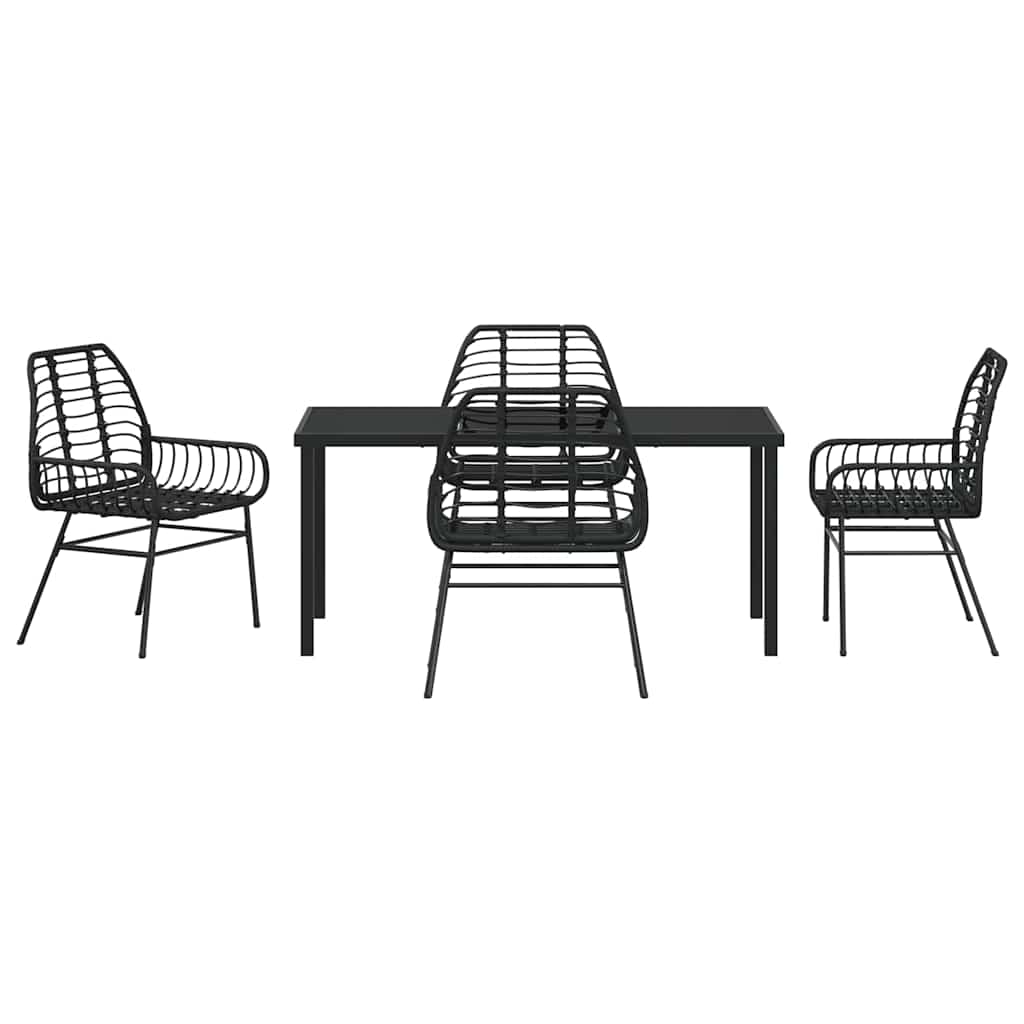 Tuin eettafelset 5 pcs Zwart poly rattan is nu te koop bij PeponiXL, paradijselijk wonen!