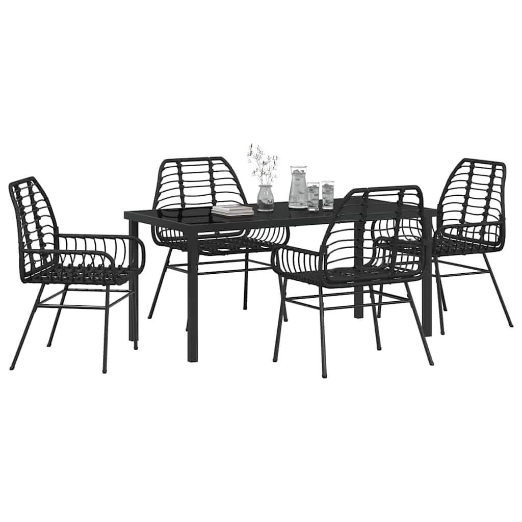 Tuin eettafelset 5 pcs Zwart poly rattan is nu te koop bij PeponiXL, paradijselijk wonen!