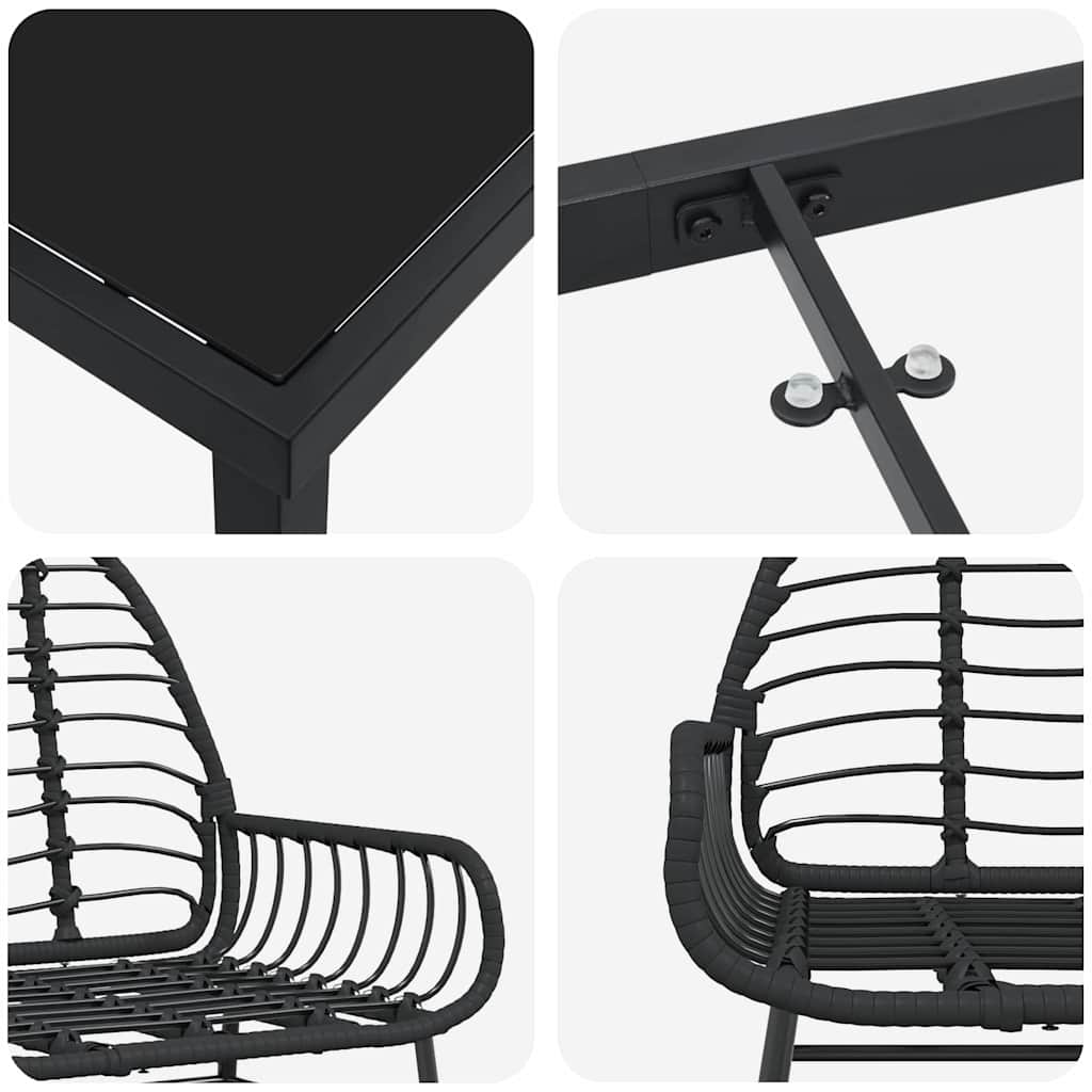 Tuin eettafelset 7 pcs Zwart poly rattan is nu te koop bij PeponiXL, paradijselijk wonen!