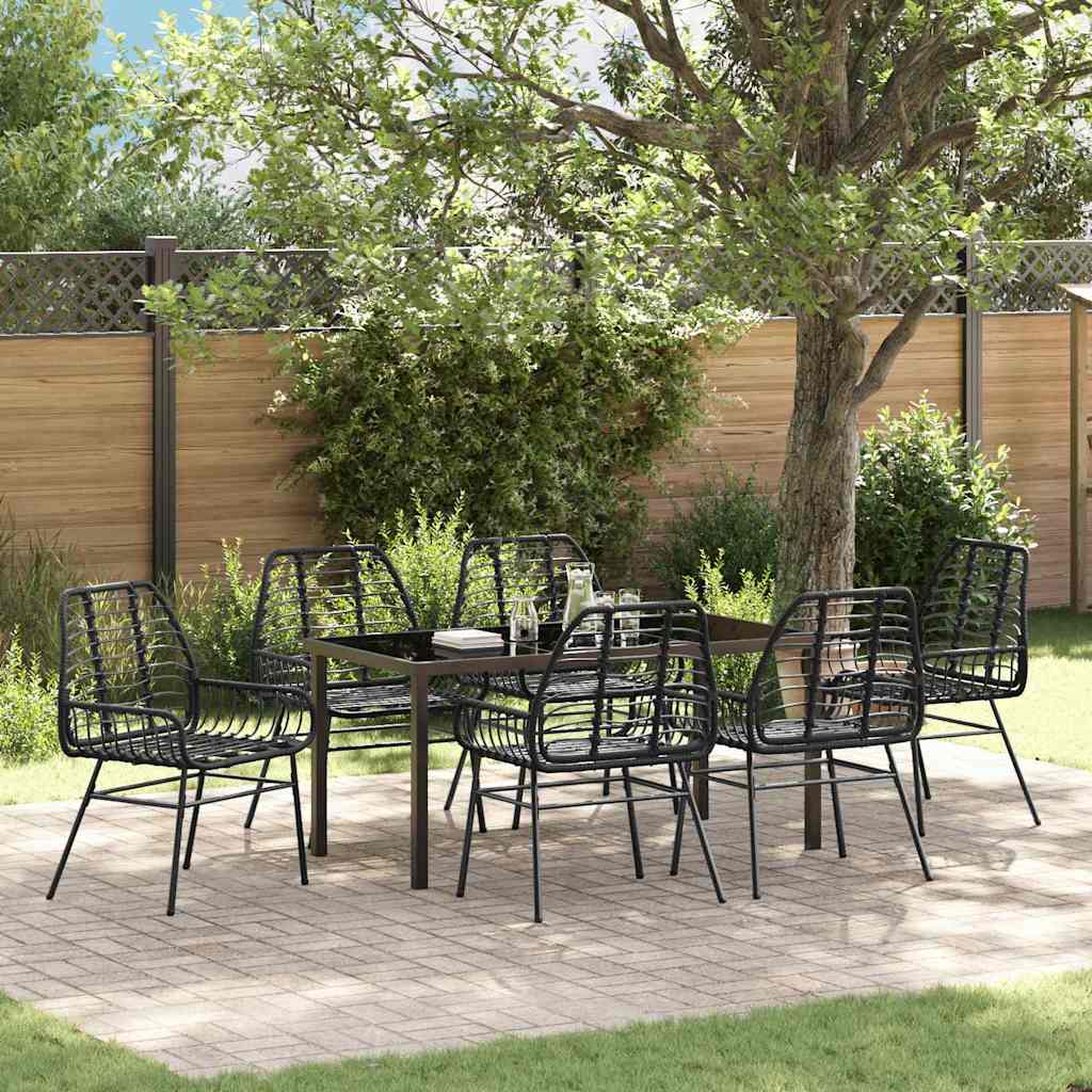 Tuin eettafelset 7 pcs Zwart poly rattan is nu te koop bij PeponiXL, paradijselijk wonen!