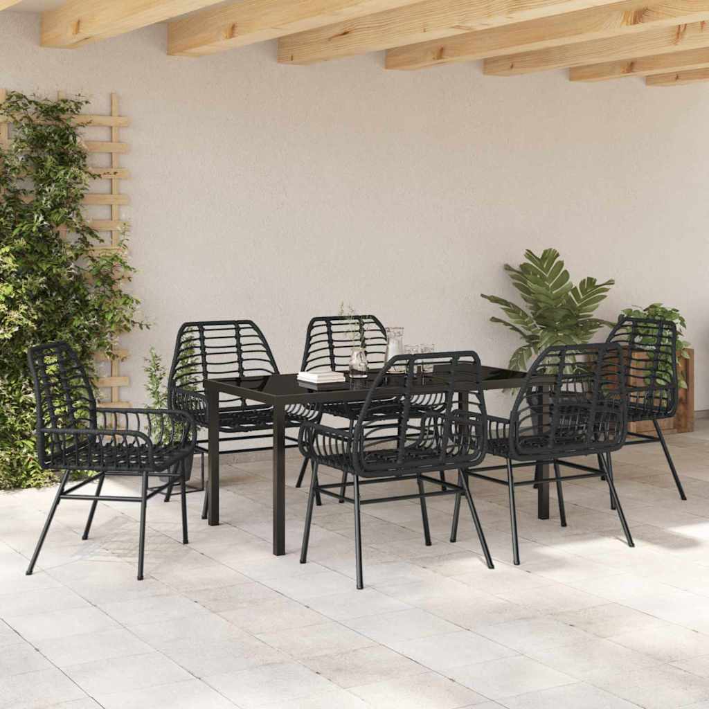 Tuin eettafelset 7 pcs Zwart poly rattan is nu te koop bij PeponiXL, paradijselijk wonen!