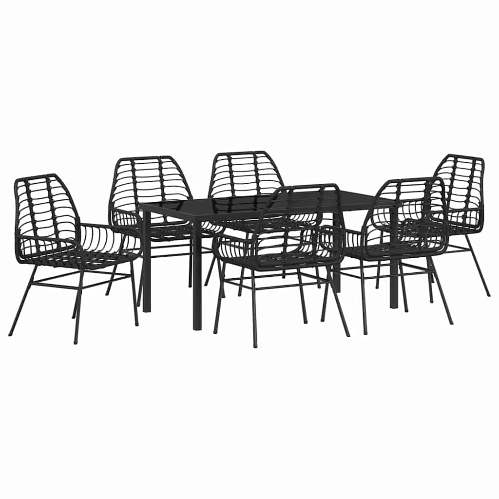 Tuin eettafelset 7 pcs Zwart poly rattan is nu te koop bij PeponiXL, paradijselijk wonen!