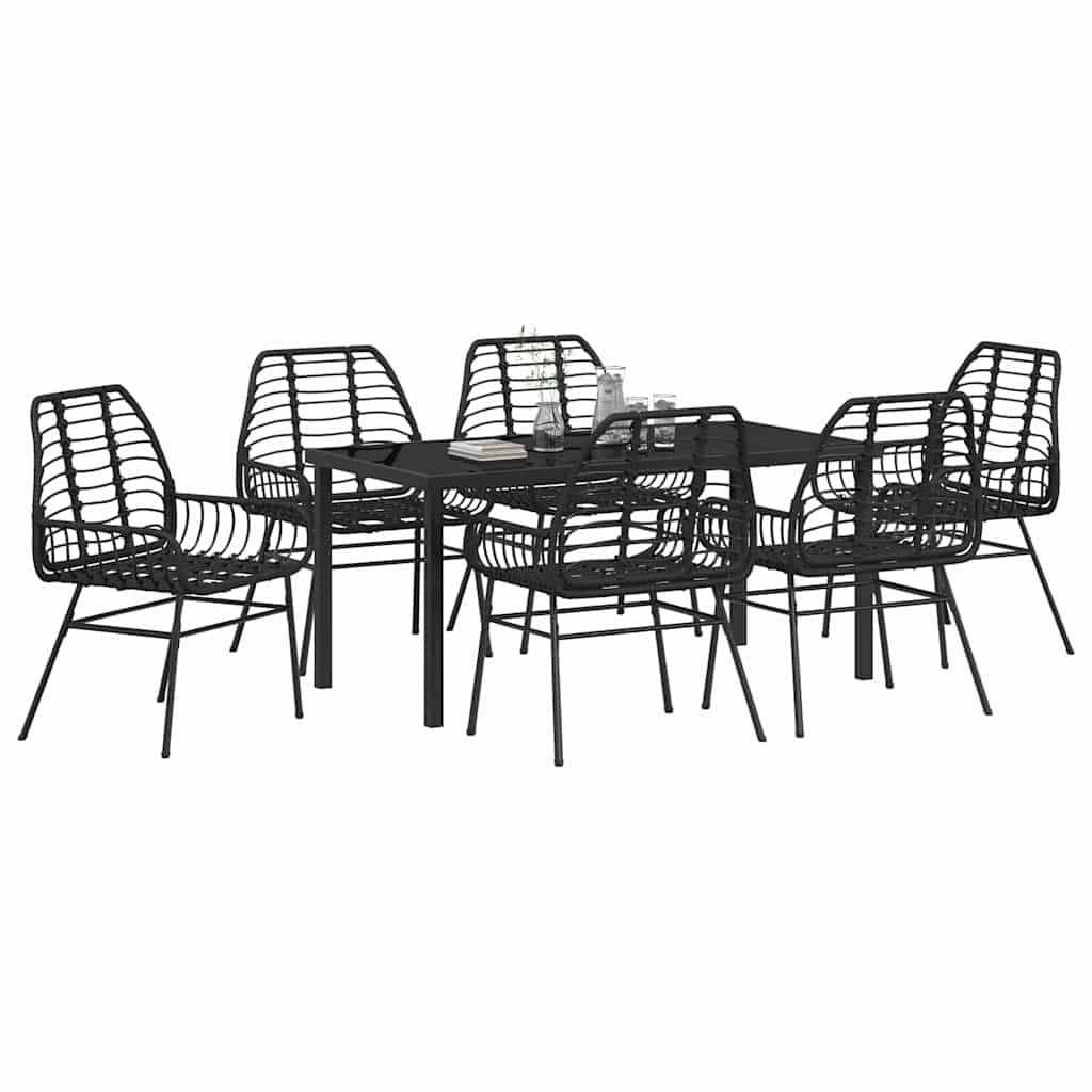 Tuin eettafelset 7 pcs Zwart poly rattan is nu te koop bij PeponiXL, paradijselijk wonen!