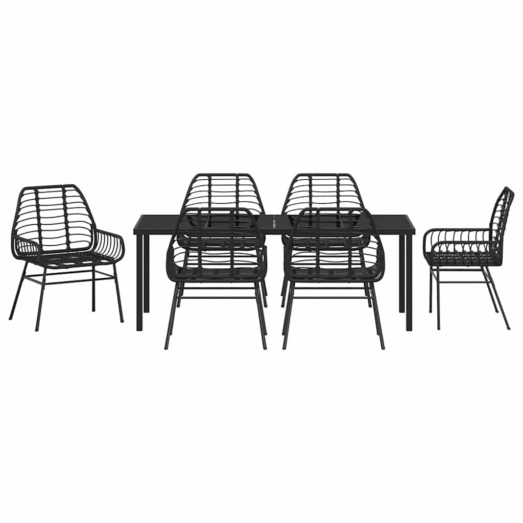 Tuin eettafelset 7 pcs Zwart poly rattan is nu te koop bij PeponiXL, paradijselijk wonen!
