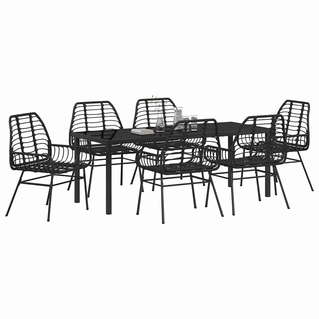 Tuin eettafelset 7 pcs Zwart poly rattan is nu te koop bij PeponiXL, paradijselijk wonen!
