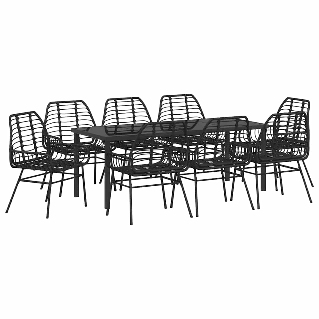 Tuin eettafelset 9 pcs Zwart poly rattan is nu te koop bij PeponiXL, paradijselijk wonen!