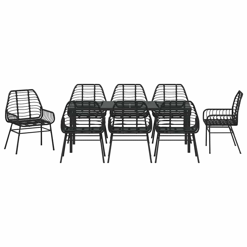 Tuin eettafelset 9 pcs Zwart poly rattan is nu te koop bij PeponiXL, paradijselijk wonen!