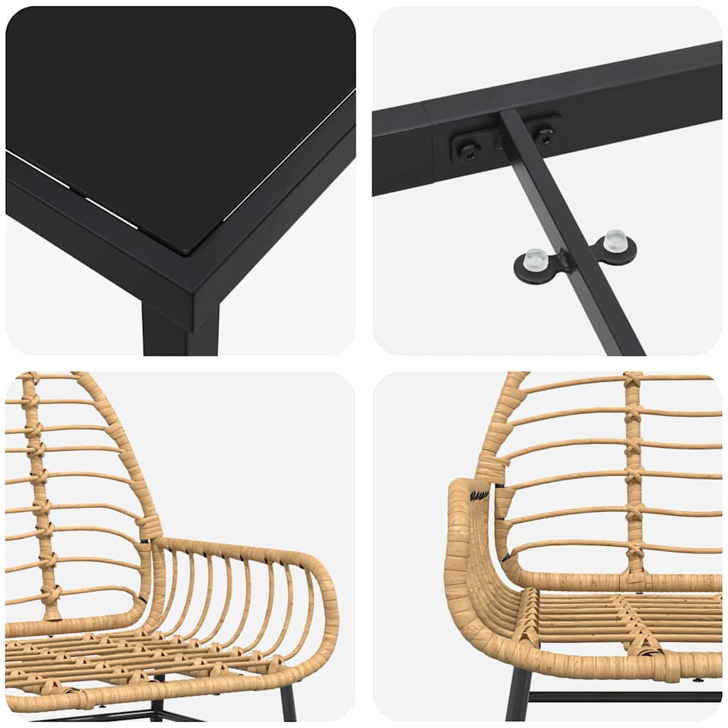 Tuin eettafelset 3 pcs Bruin poly rattan is nu te koop bij PeponiXL, paradijselijk wonen!