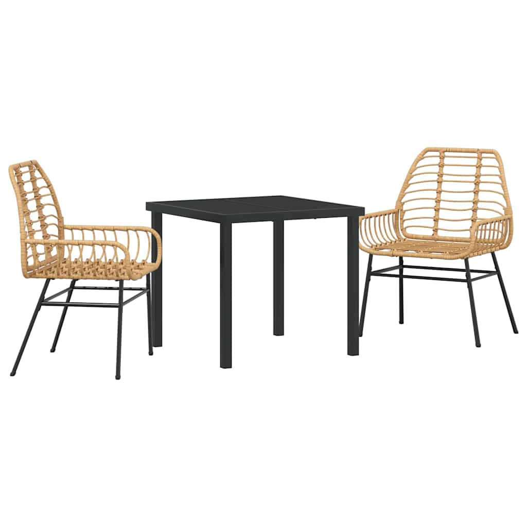 Tuin eettafelset 3 pcs Bruin poly rattan is nu te koop bij PeponiXL, paradijselijk wonen!