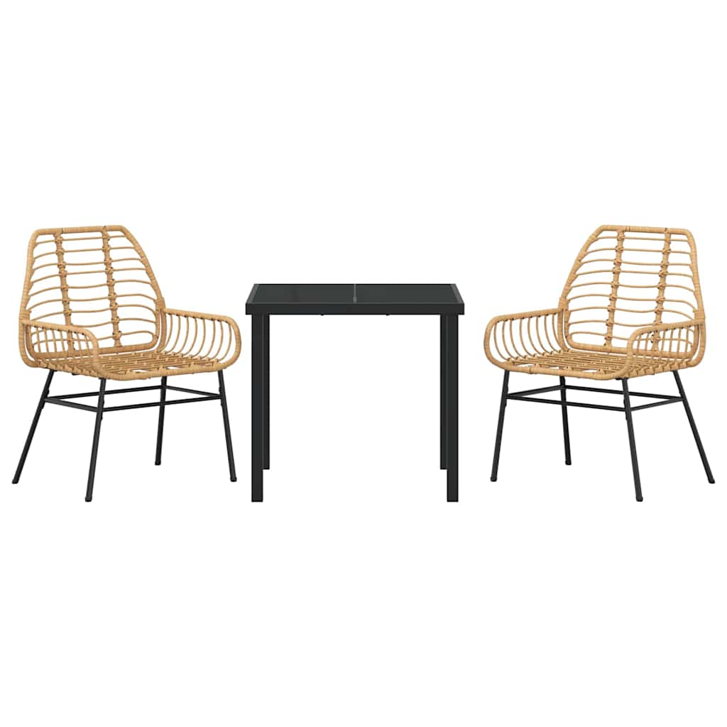 Tuin eettafelset 3 pcs Bruin poly rattan is nu te koop bij PeponiXL, paradijselijk wonen!