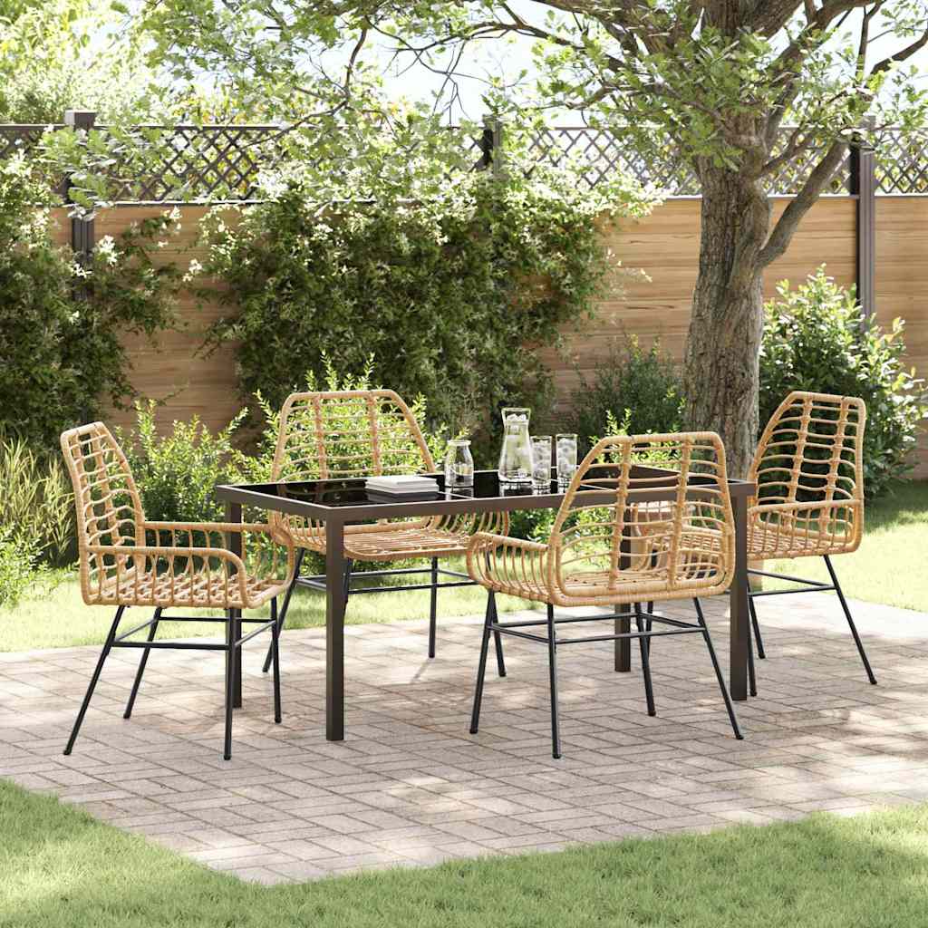 Tuin eettafelset 5 pcs Bruin poly rattan is nu te koop bij PeponiXL, paradijselijk wonen!