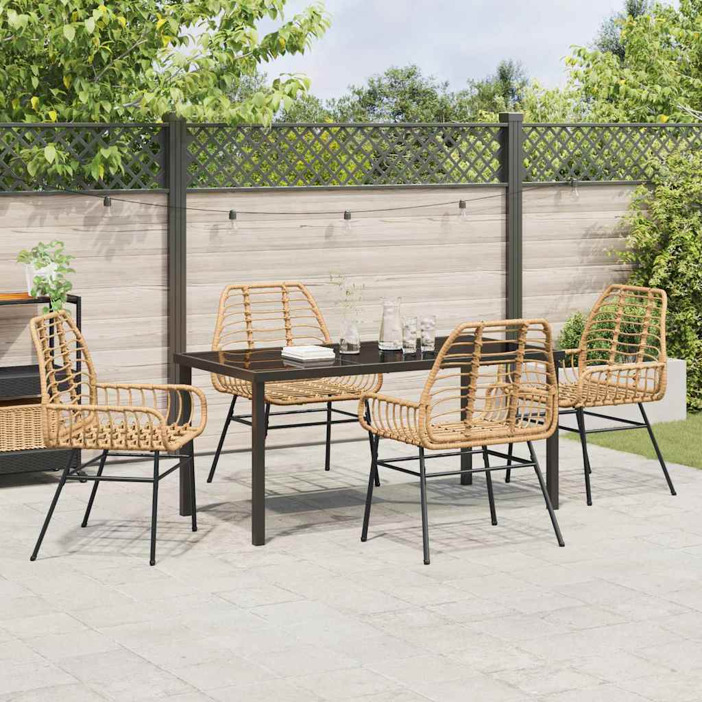 Tuin eettafelset 5 pcs Bruin poly rattan is nu te koop bij PeponiXL, paradijselijk wonen!