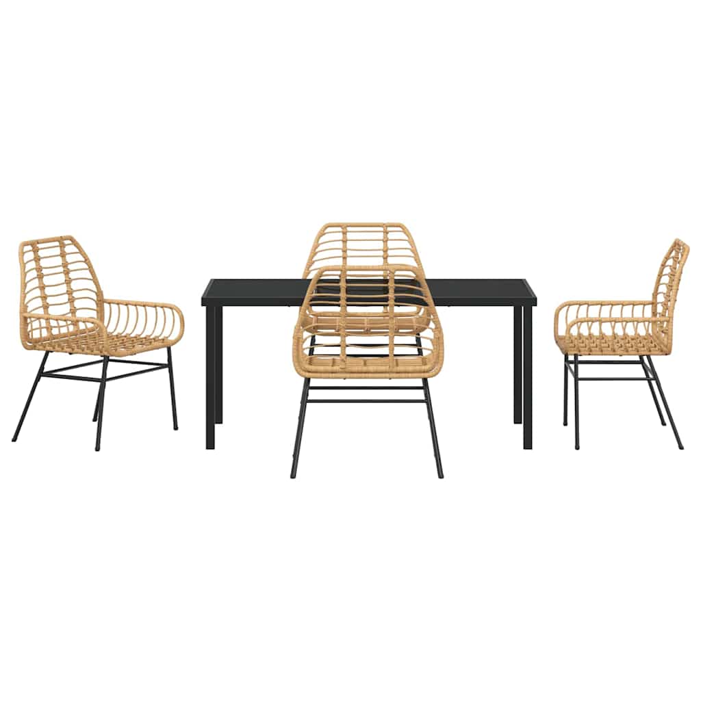 Tuin eettafelset 5 pcs Bruin poly rattan is nu te koop bij PeponiXL, paradijselijk wonen!