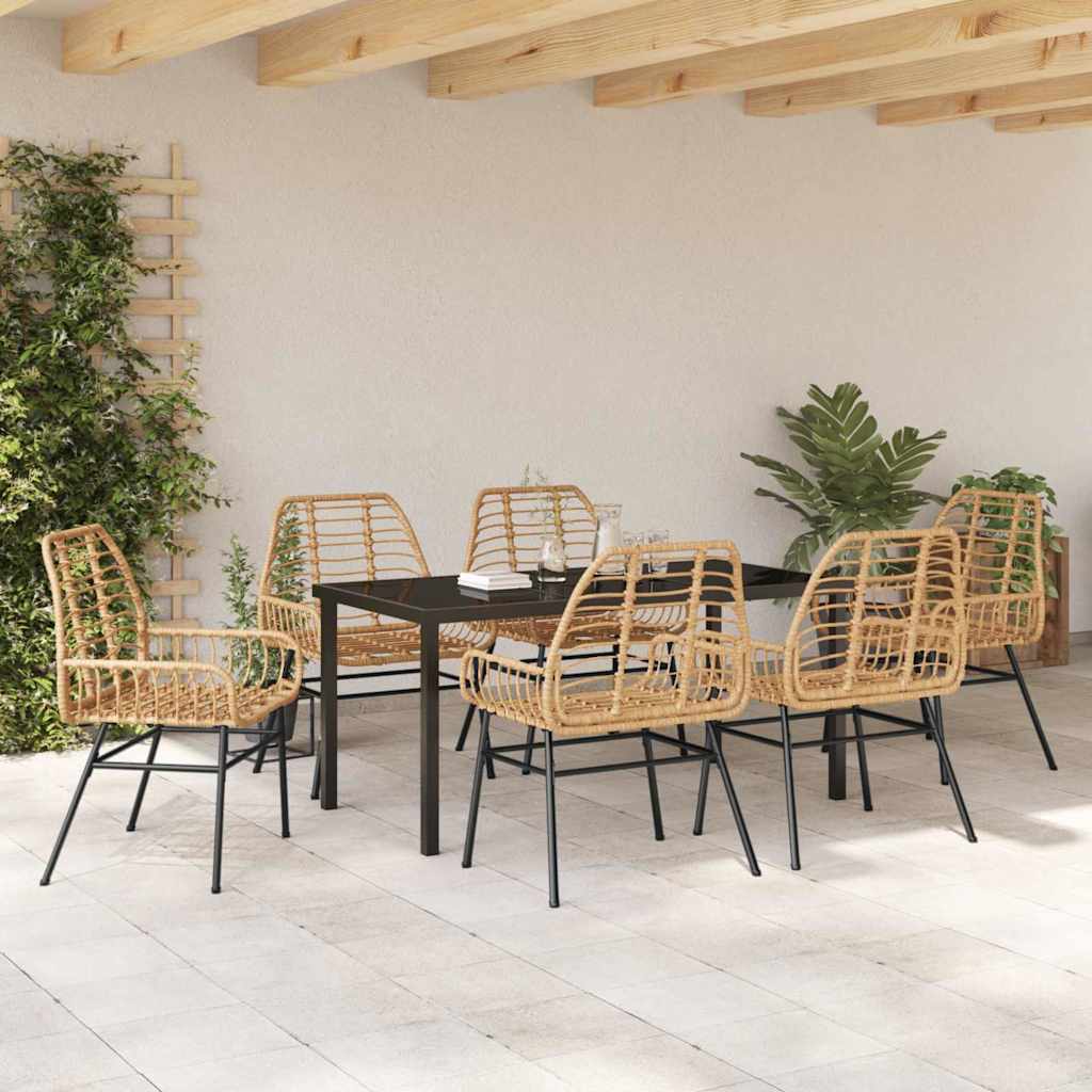 Tuin eettafelset 7 pcs Bruin poly rattan is nu te koop bij PeponiXL, paradijselijk wonen!