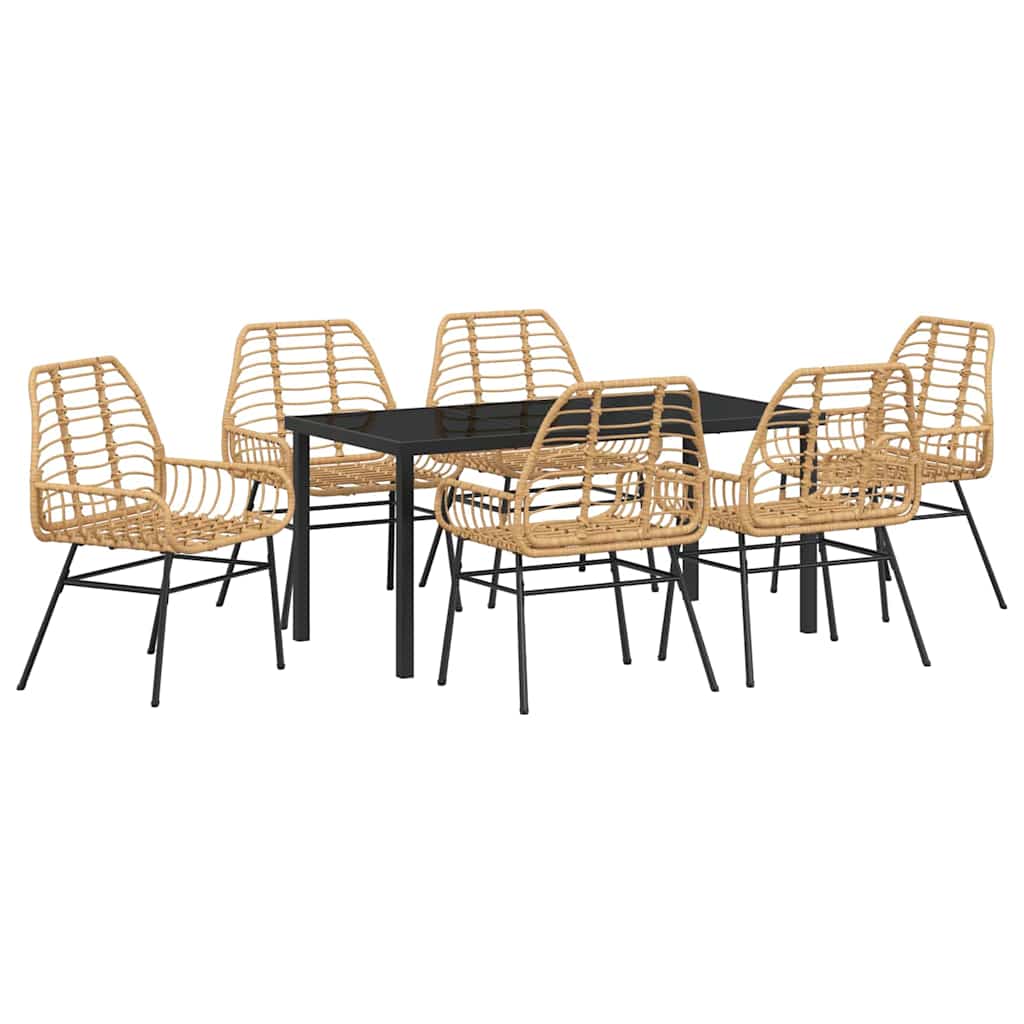 Tuin eettafelset 7 pcs Bruin poly rattan is nu te koop bij PeponiXL, paradijselijk wonen!