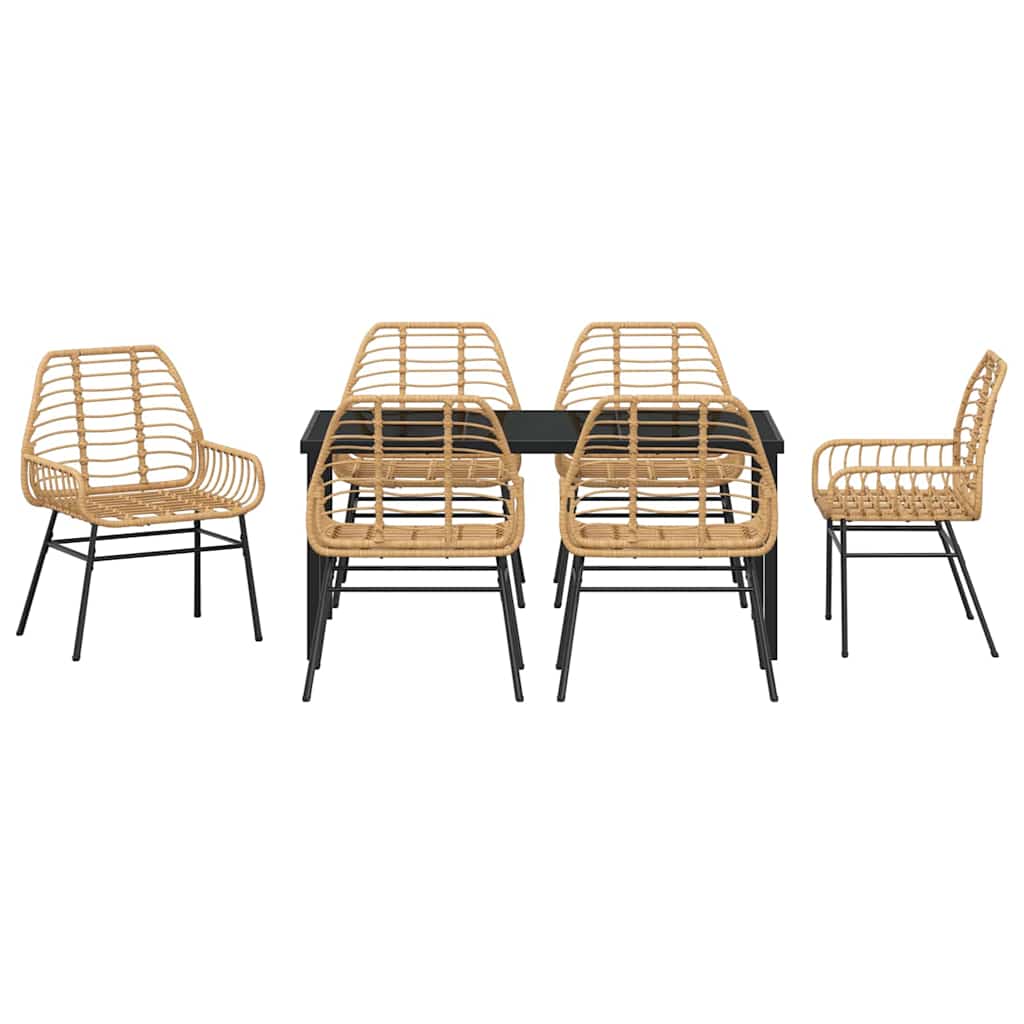 Tuin eettafelset 7 pcs Bruin poly rattan is nu te koop bij PeponiXL, paradijselijk wonen!