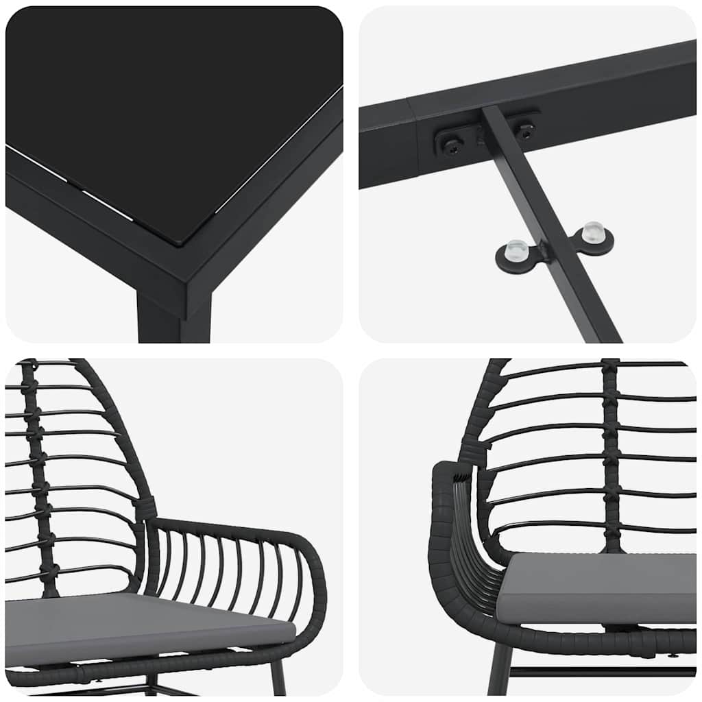 Tuin eettafelset 5 pcs Zwart poly rattan is nu te koop bij PeponiXL, paradijselijk wonen!