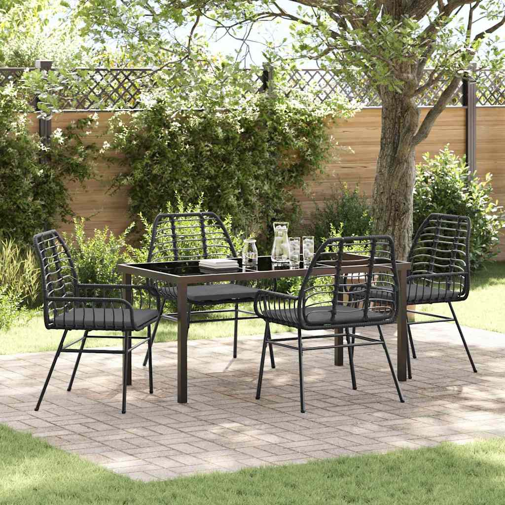 Tuin eettafelset 5 pcs Zwart poly rattan is nu te koop bij PeponiXL, paradijselijk wonen!