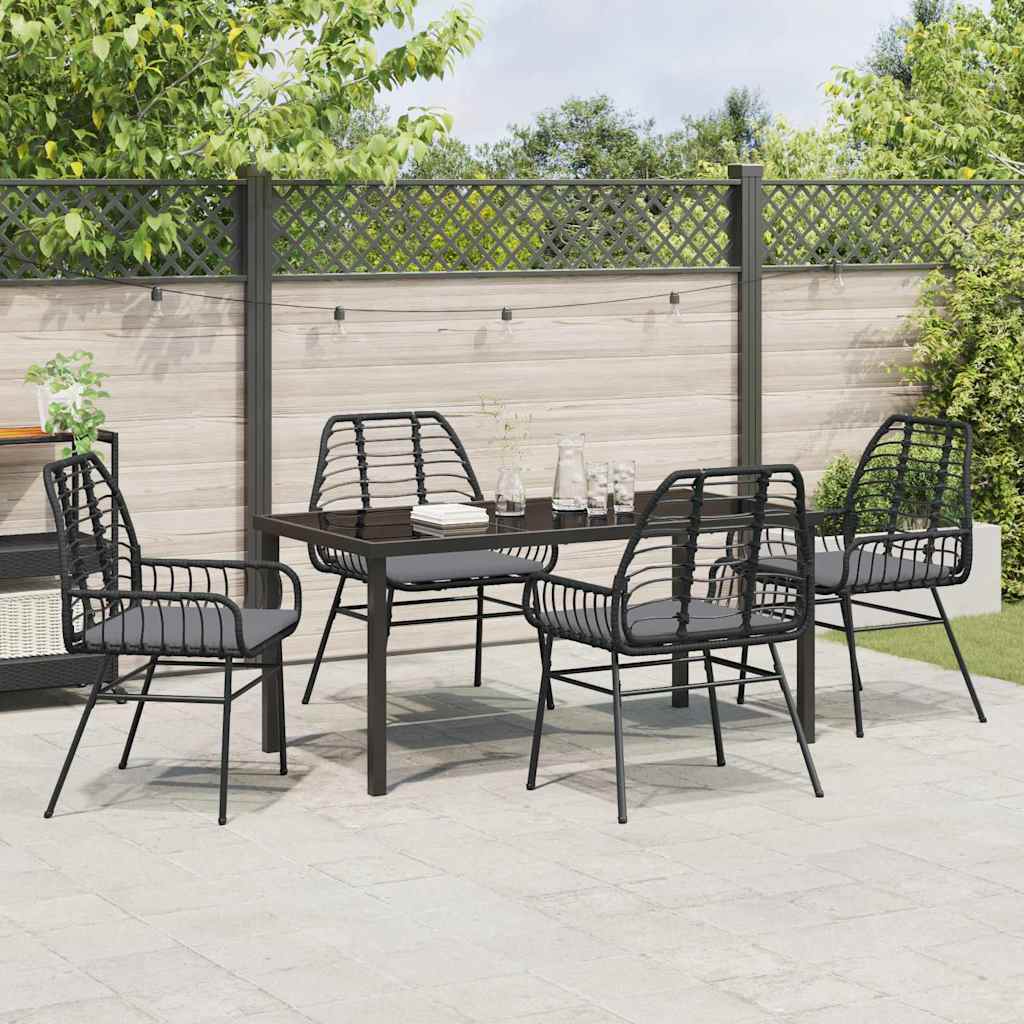Tuin eettafelset 5 pcs Zwart poly rattan is nu te koop bij PeponiXL, paradijselijk wonen!