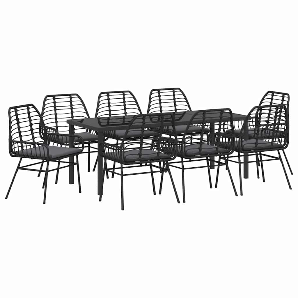 Tuin eettafelset 9 pcs Zwart poly rattan is nu te koop bij PeponiXL, paradijselijk wonen!