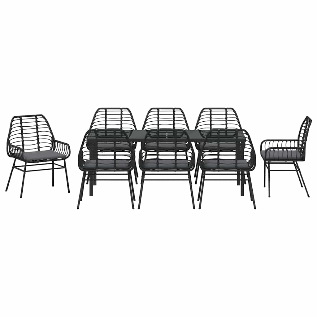 Tuin eettafelset 9 pcs Zwart poly rattan is nu te koop bij PeponiXL, paradijselijk wonen!