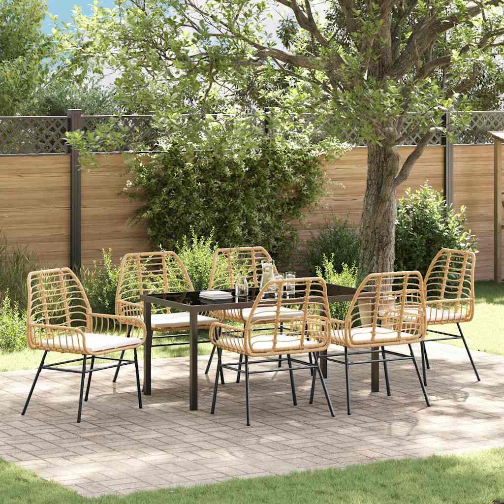 Tuin eettafelset 7 pcs Bruin poly rattan is nu te koop bij PeponiXL, paradijselijk wonen!