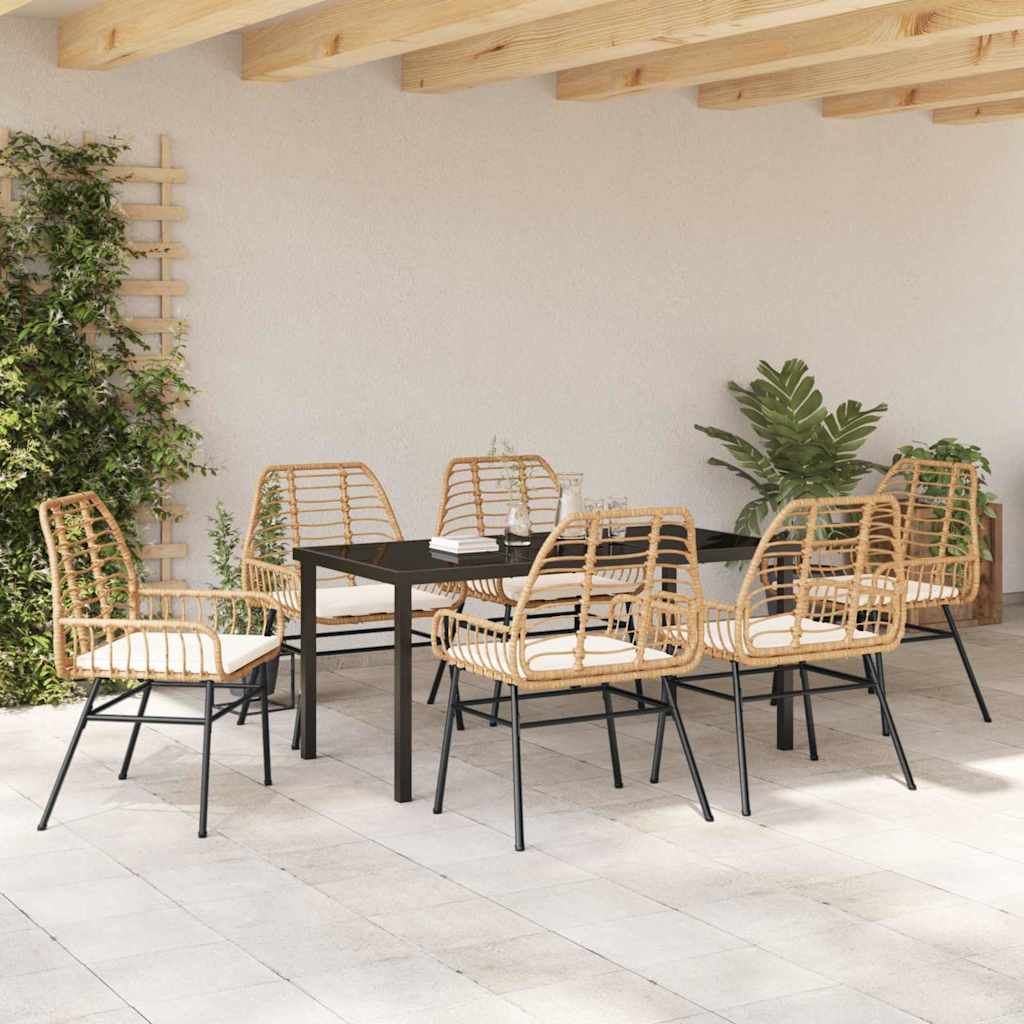Tuin eettafelset 7 pcs Bruin poly rattan is nu te koop bij PeponiXL, paradijselijk wonen!