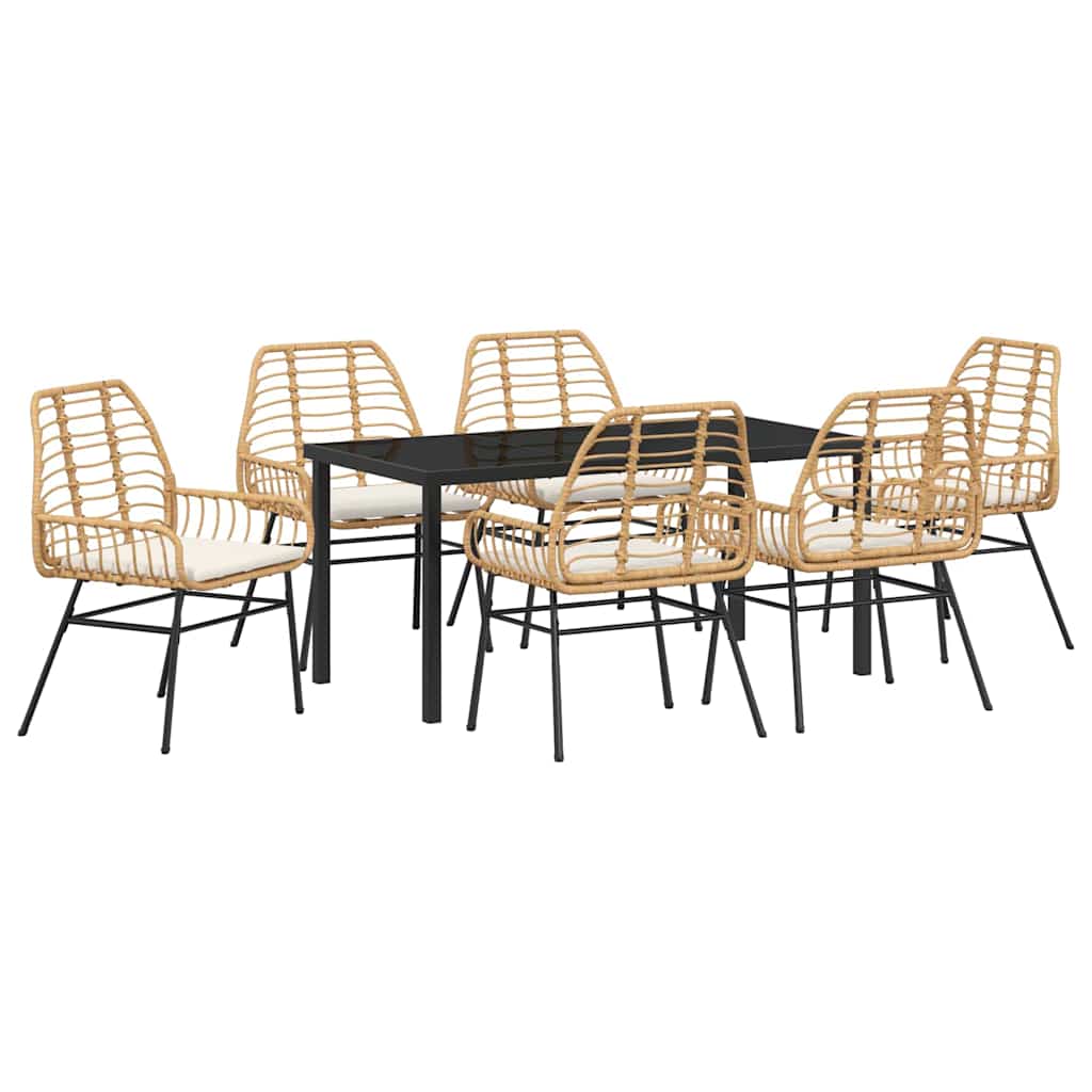 Tuin eettafelset 7 pcs Bruin poly rattan is nu te koop bij PeponiXL, paradijselijk wonen!