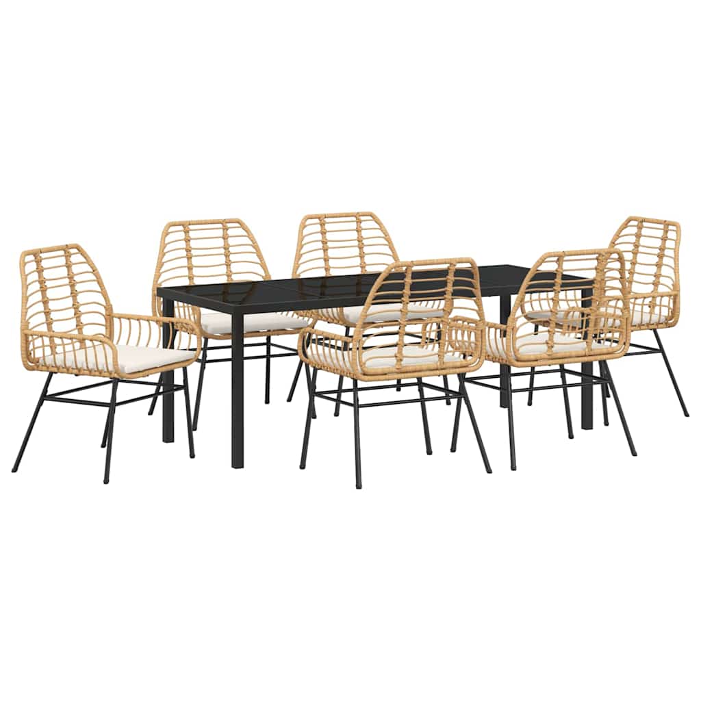 Tuin eettafelset 7 pcs Bruin poly rattan is nu te koop bij PeponiXL, paradijselijk wonen!