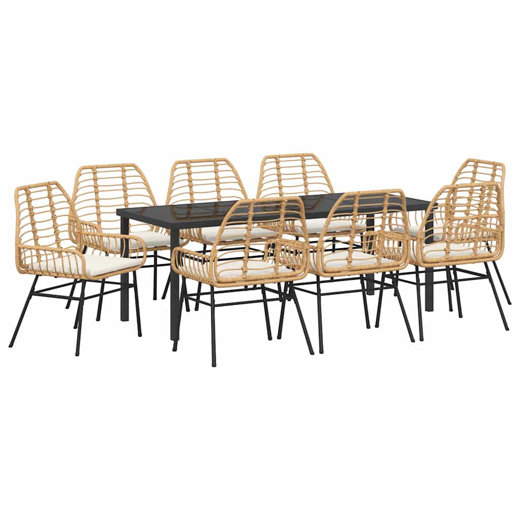 Tuin eettafelset 9 pcs Bruin poly rattan is nu te koop bij PeponiXL, paradijselijk wonen!