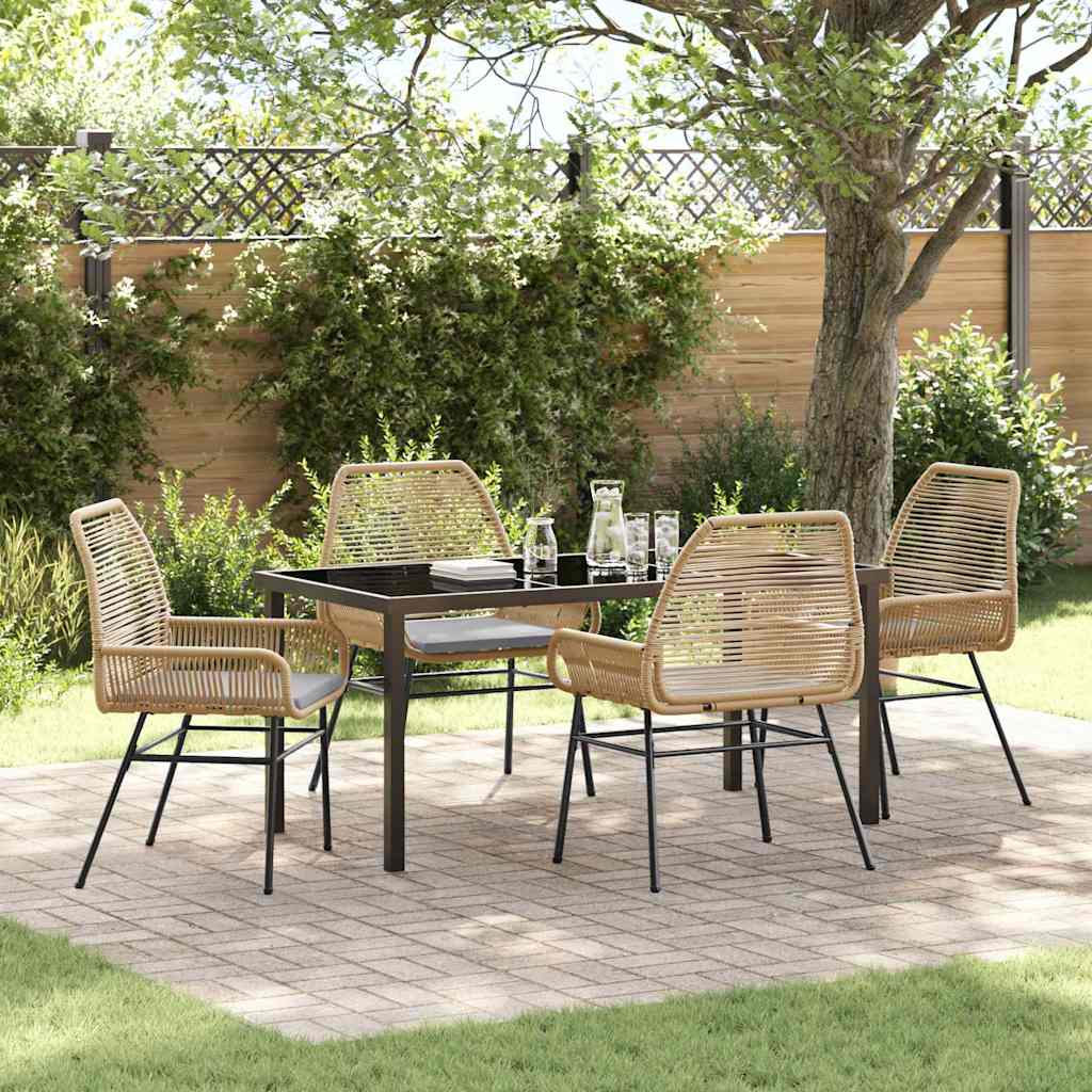 Tuin eettafelset met kussen 5 pcs Bruin poly rattan is nu te koop bij PeponiXL, paradijselijk wonen!