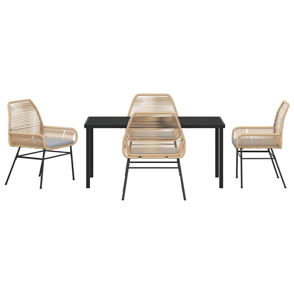 Tuin eettafelset met kussen 5 pcs Bruin poly rattan is nu te koop bij PeponiXL, paradijselijk wonen!