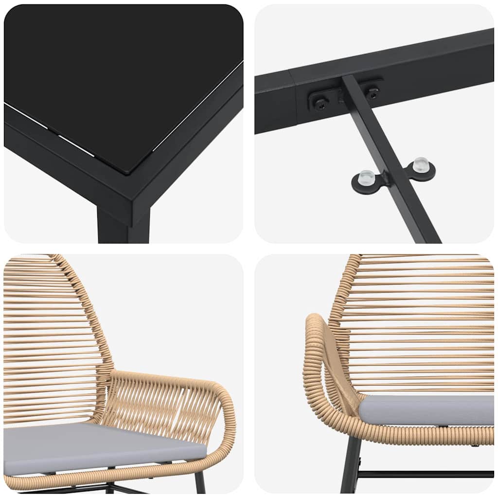 Tuin eettafelset met kussen 7 pcs Bruin poly rattan is nu te koop bij PeponiXL, paradijselijk wonen!