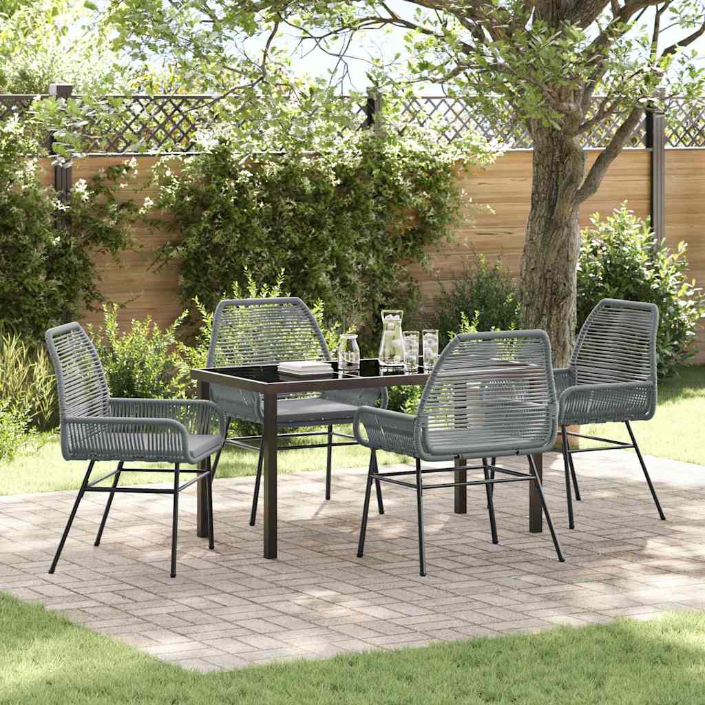 Tuin eettafelset met kussen 5 pcs Grijs poly rattan is nu te koop bij PeponiXL, paradijselijk wonen!