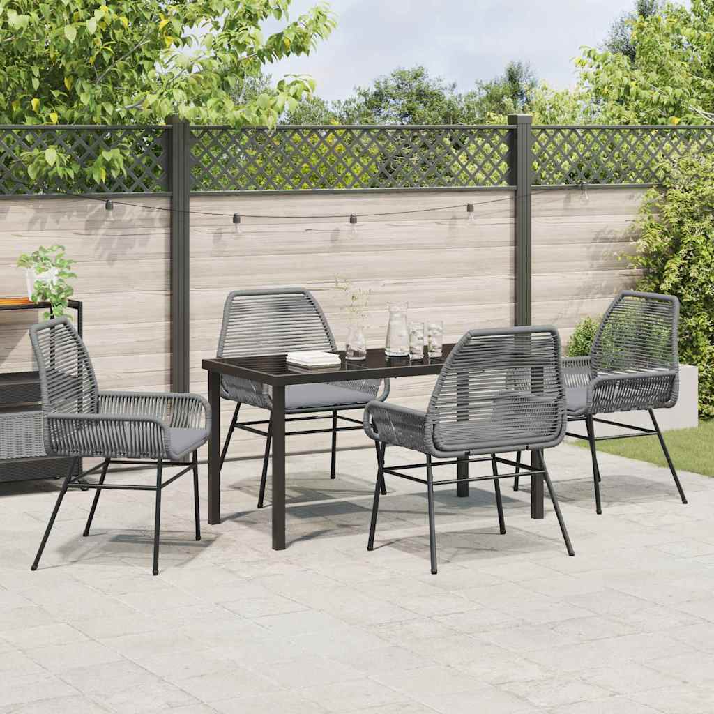 Tuin eettafelset met kussen 5 pcs Grijs poly rattan is nu te koop bij PeponiXL, paradijselijk wonen!