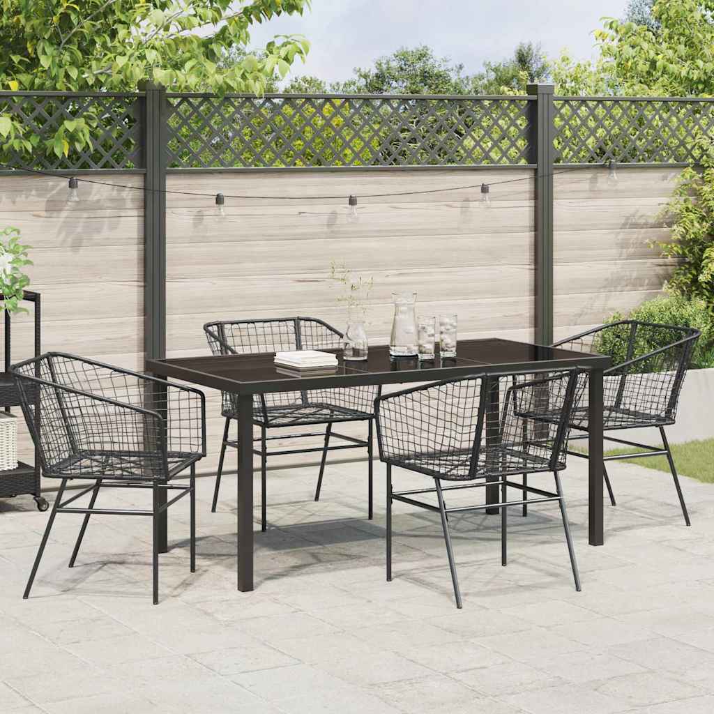 Tuin eettafelset 5 pcs Zwart poly rattan is nu te koop bij PeponiXL, paradijselijk wonen!